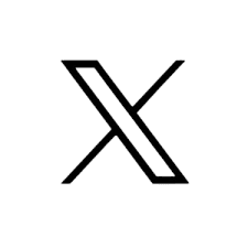 Black minimalist logo for social media platform X, featuring a stylized letter X design.